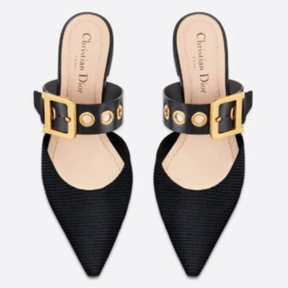 Dior Shoes - DIOR MULE Black Fabric and Calfskin Shoes NEW